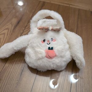 Fluffy White Kids Bag with Pink Accents